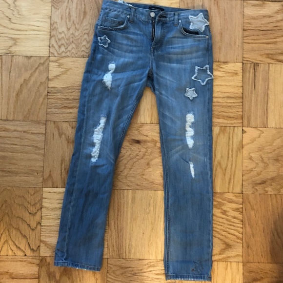 EIGHT DREAMS STAR PATCHED BOYFRIEND JEANS PREOWNED - Picture 1 of 3